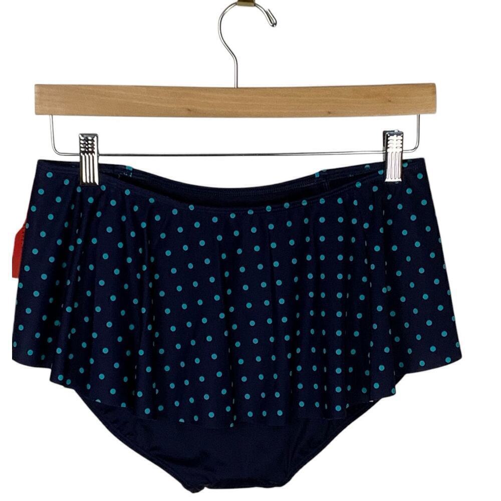 SPANX Navy Polka Dot Skirted Shaping Bikini Bottom Size 12 - Picture 4 of 10